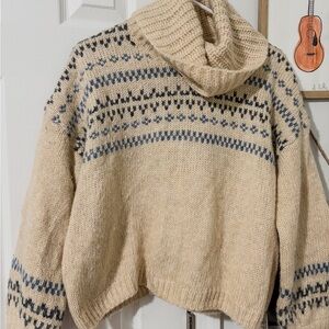 Madewell Cream Patterned Cowl Neck Sweater